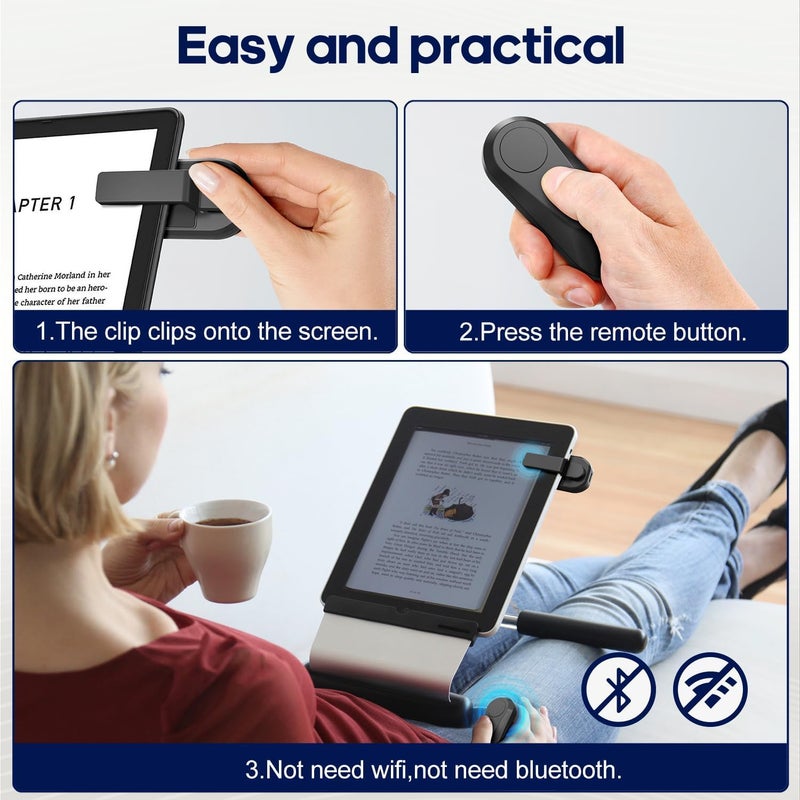 DATAFY Remote Control Page Turner for Kindle Paperwhite Oasis Kobo eReaders, Camera Camcorder Remote Controls, Page Turner Clicker for ipad Tablets Reading Novels with Wrist Strap Storage Bag - Image 2